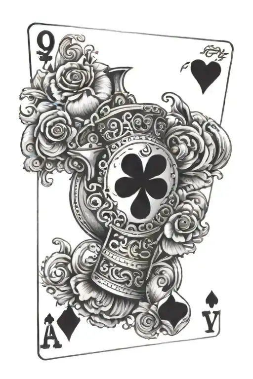 9 of hearts and 7 of clubs card tattoo design idea