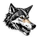 wolf and skull tattoo design idea