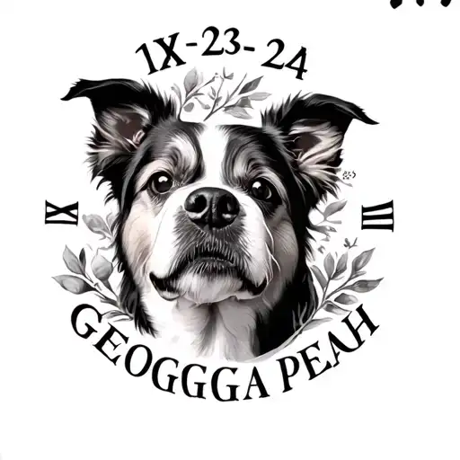 roman numerals of 12-23-24 with georgia peach written under it as a memorial for my dog  tattoo design idea
