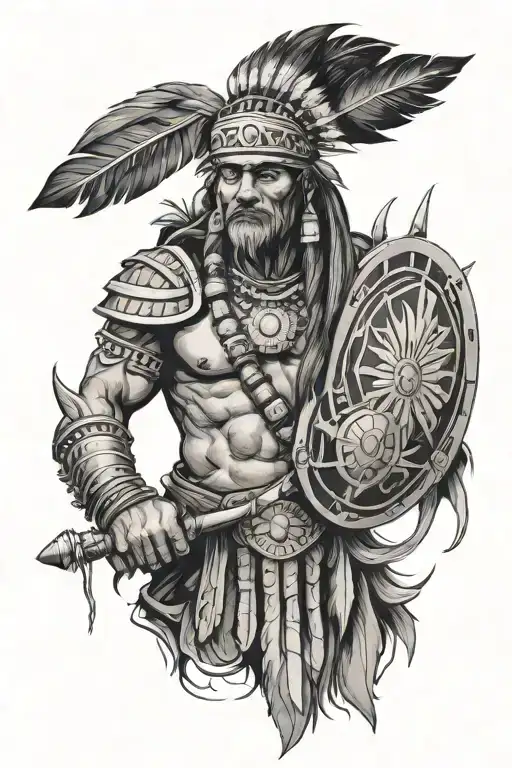 indian warrior tattoo design idea