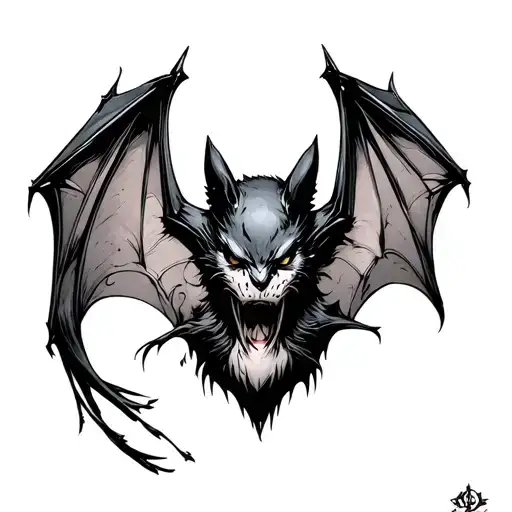 Bat in the Gothic style tattoo design idea