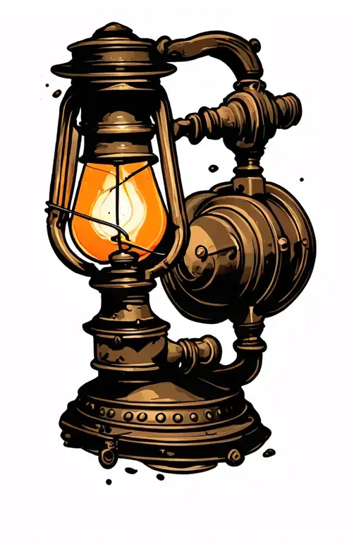 old fashioned lamp tattoo design idea
