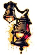 old fashioned lamp tattoo design idea