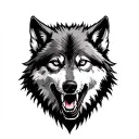 biting wolf tattoo design idea