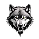 biting wolf tattoo design idea