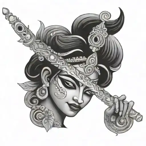 Krishna flute tattoo design idea