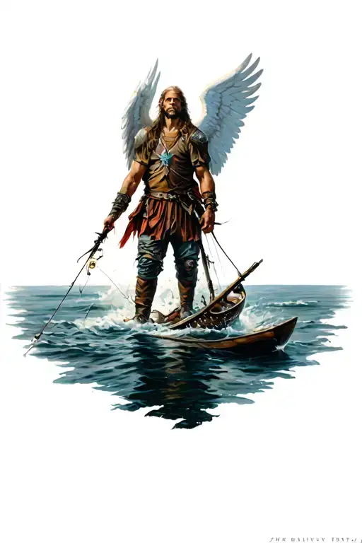 "Warrior on Earth Angel in Heaven" Fisherman tattoo design idea