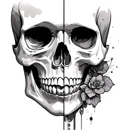Half Face Half Skull tattoo design idea