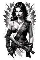Lady With Bandolier Bullet Sash tattoo design idea