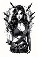 Lady With Bandolier Bullet Sash tattoo design idea