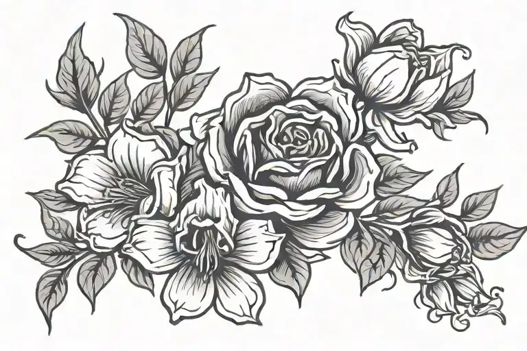 july flowers tattoo design idea