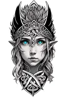elf with blue eyes featuring Celtic trinity knot  tattoo design idea