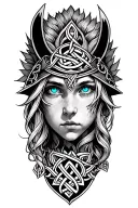elf with blue eyes featuring Celtic trinity knot  tattoo design idea