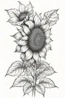 black and white sunflower blooming tattoo design idea
