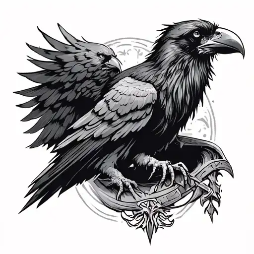 Norse pagan mythology gods Odin Zeus Thor Viking war party hoodlum hooligan raven berserker tattoo design idea