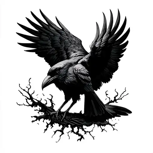 You’ve been through tough times but still stand. raven type tattoo design idea