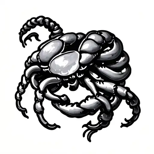 cancer zodiac sign barber pole intertwined tattoo design idea