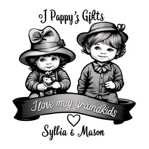 "Grammy & Pappy’s Gifts"  I love my grandkids Sylvia & Mason tattoo design idea