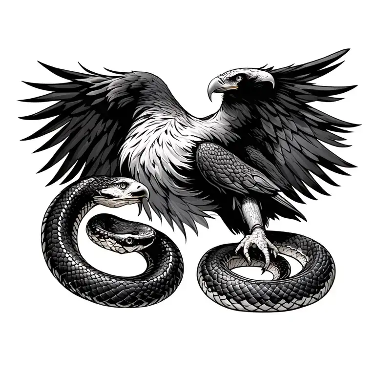 eagle and snake tattoo design idea
