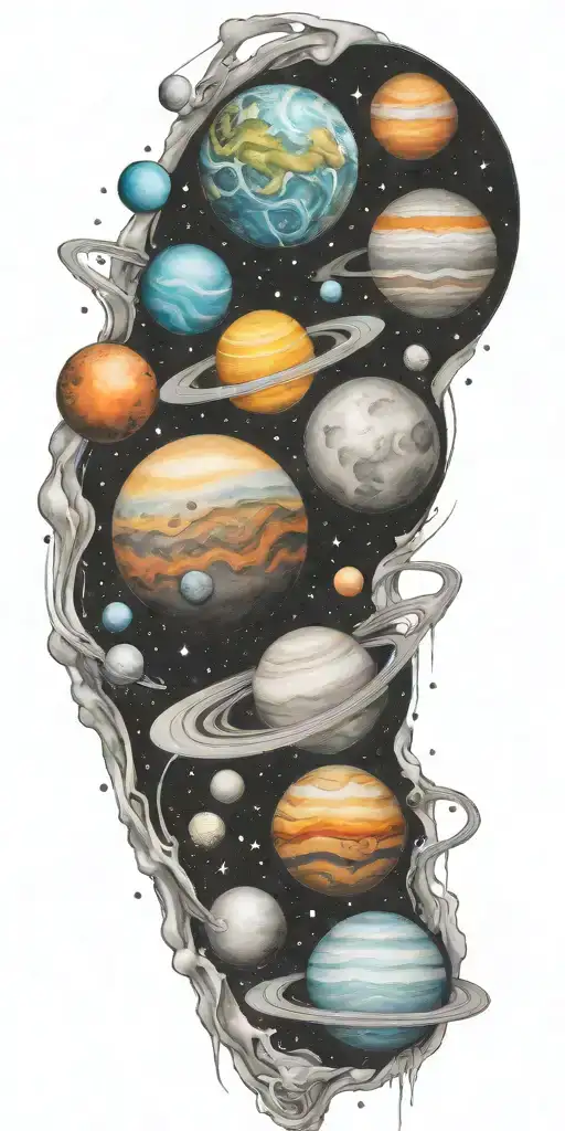 space planets tattoo design idea