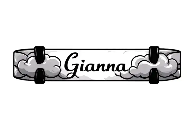 cloud forearm bracelet with the name Gianna in it tattoo design idea