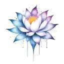 add trajectories surrounding lotus. use dark space themed color darken all the pedals. add floating space debris  tattoo design idea