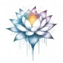 add trajectories surrounding lotus. use dark space themed color darken all the pedals. add floating space debris  tattoo design idea