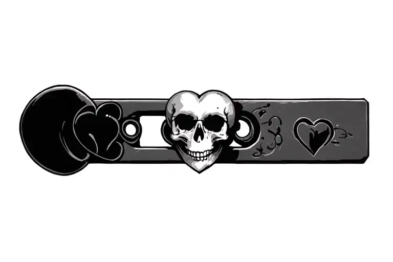 skull and heart shaped lock tattoo design idea