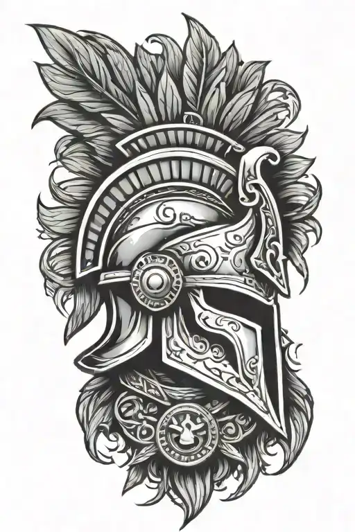 spartan helment with police badge tattoo design idea