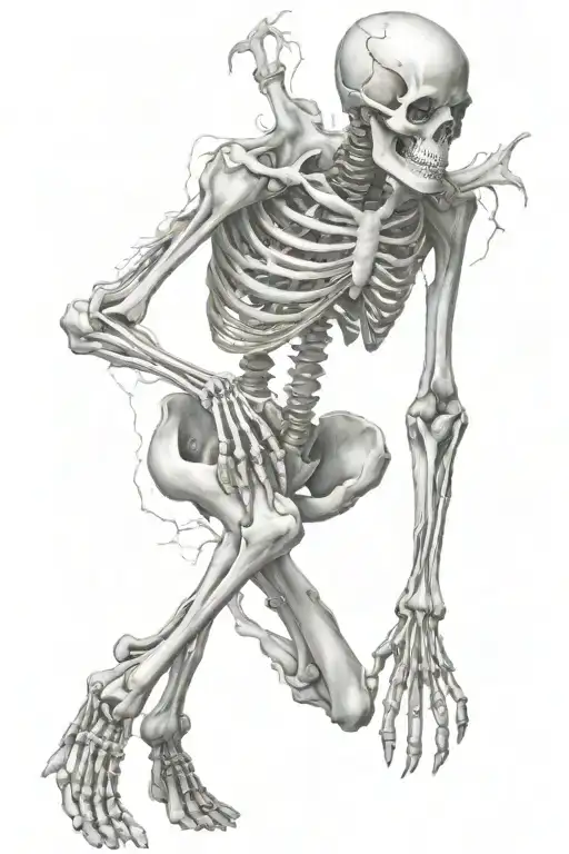 skeleton ripping out mind and heart, full body tattoo design idea