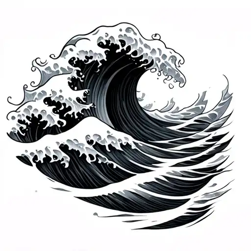 Fine Line Wave tattoo design idea