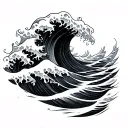 Fine Line Wave tattoo design idea