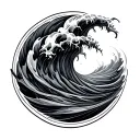 Fine Line Wave tattoo design idea