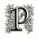 roman number 1 and alphabet P tattoo design idea