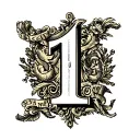 roman number 1 and alphabet P tattoo design idea