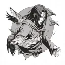 ITACHI UCHIHA WITH CROWS tattoo design idea