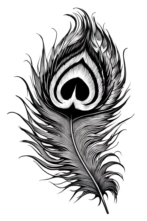 Shiva trishul and Krishna peacock feather quill scrawling line tattoo design idea
