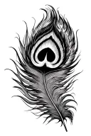 Shiva trishul and Krishna peacock feather quill scrawling line tattoo design idea