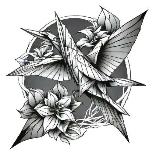 Origami paper crane simple tattoo design idea