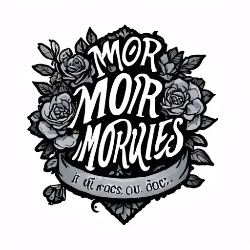 "Mor Mor Mor Moruries" text tattoo design idea
