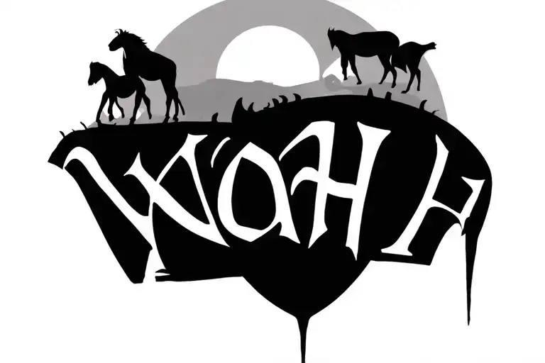 noahs ark with Noah written  tattoo design idea