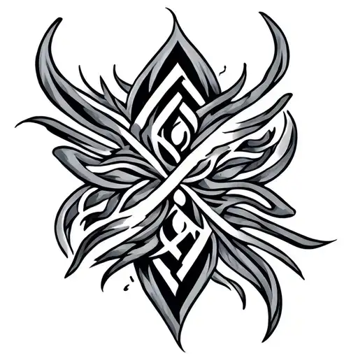 tribal nordic water sign intertwined tattoo design idea