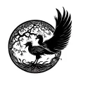 zen circle phoenix and tree of life tattoo tattoo design idea