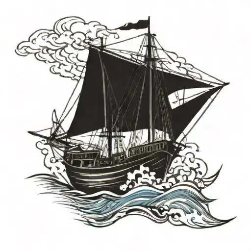 bluenose boat sailing tattoo design idea