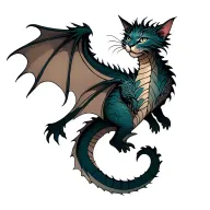floating cat dragon tattoo design idea