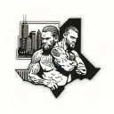 A tattoo showcasing your favorite WWE wrestlers in a stylized blackwork design, with elements of Atlanta's skyline incorporated in the background tattoo design idea