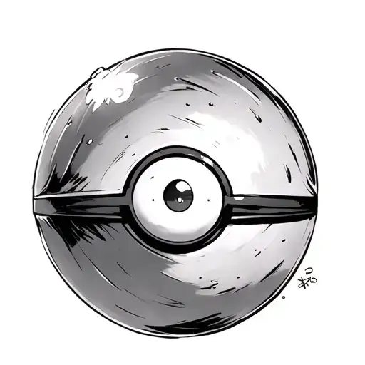 a pokeball with a millennium eye from yu gi oh instead of the central circle tattoo design idea