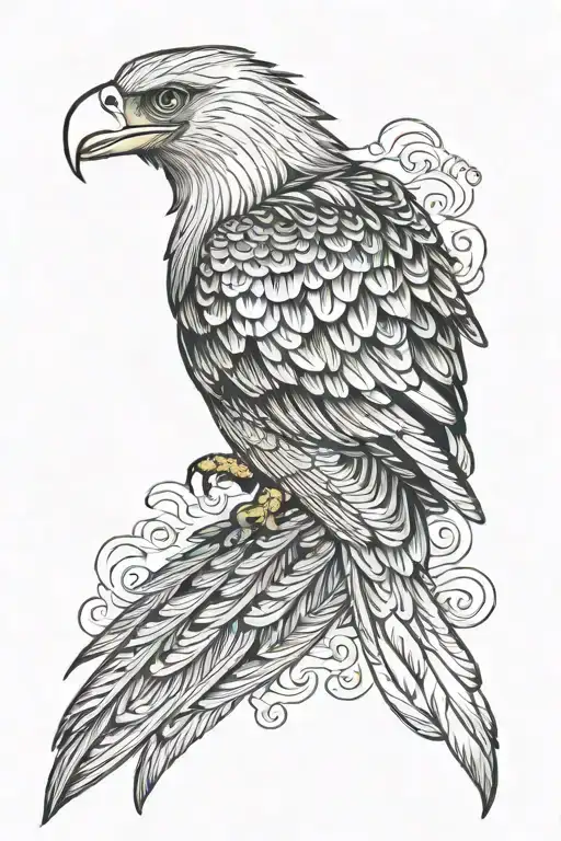 Philippine eagle Japanese wave forming the shape tattoo design idea