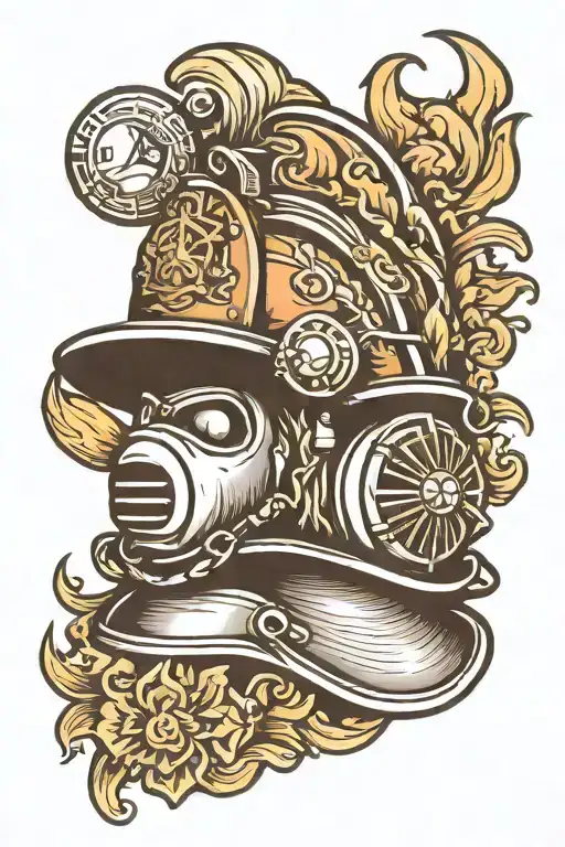 firefighter helmet tattoo design idea