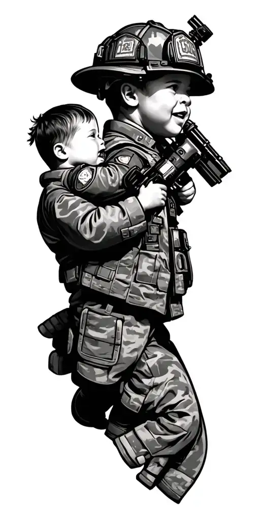 ptsd, military, fire department, family, kids tattoo design idea